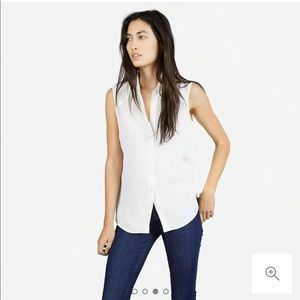 Everlane light gray silk sleeveless button down